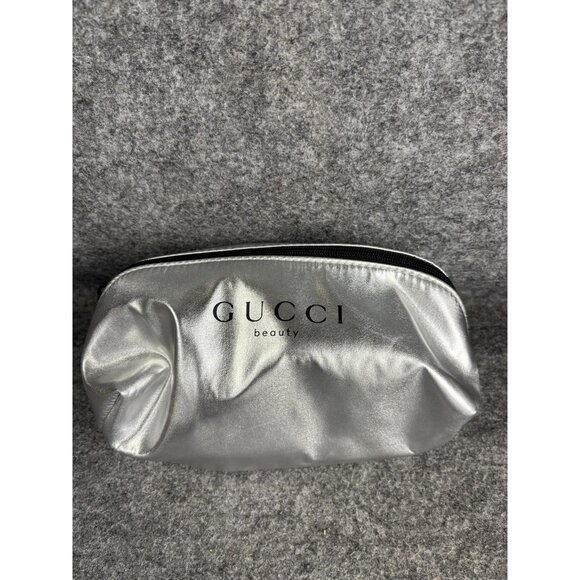Gucci Beauty Cosmetic Bag Metallic Makeup Pouch Travel Case Purse Organizer - Picture 1 of 6